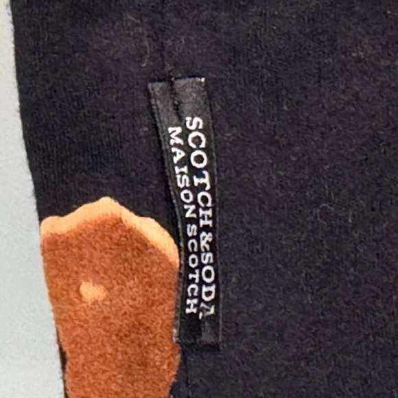 Scotch & Soda Stargazer Top Womens Sz S Black Cotton Leopard Print Tee Pullover - Picture 6 of 9